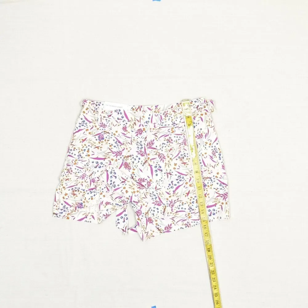 NEW Ann Taylor Women The Tie Waist Short Chino Floral Viscose Multicolor Size M